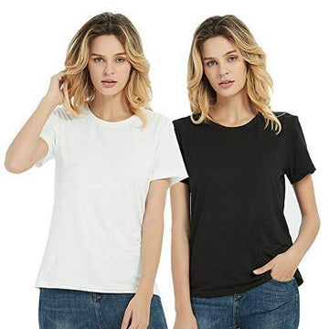 Pack of 2 white plain basic round neck half sleeves T shirts for men's, women's & girls cotton fabric for summer wear