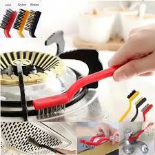 3 pcs Rust cleaner wire brush set brass stainless steel and nylon scrubber brushes set metal stove taps sink cleaning brush kitchen accessories bikes and car parts cleaning brush