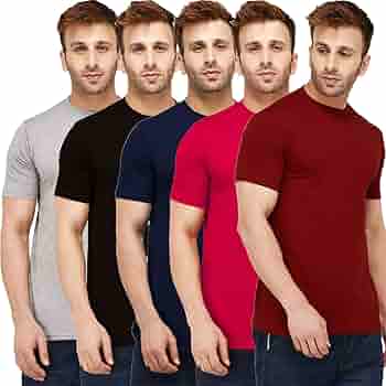 Pack of 4 plain half sleeves T shirts for men