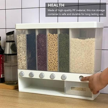Multiple Cereal Dispenser For Cereals Grains And Pulses 10KG Wall Mounted Divided Automatic Food Storage Box
