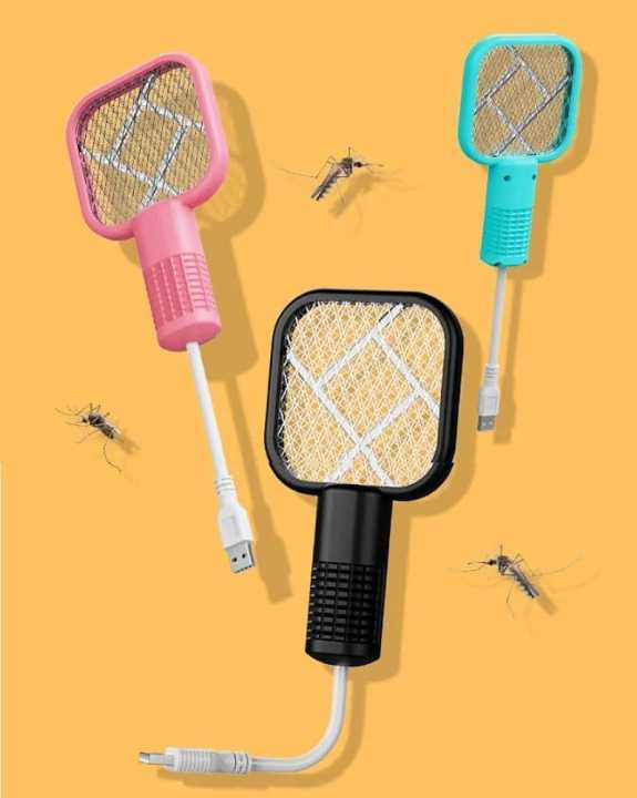 2 in 1 Mosquito Lamp with LED Light & Charging Stand - USB Rechargeable Mosquito Killer Racket - machar marne ki machine