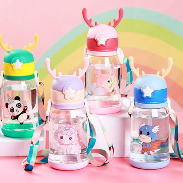 600ml Unicorn Kids Water Bottle | Cartoon Multi Sipper with Button Cap | BPA Free, Leak Proof, Lightweight & Portable Bottle | Perfect for School, Picnic, Sports & Daily Use PROMISE TO SELL