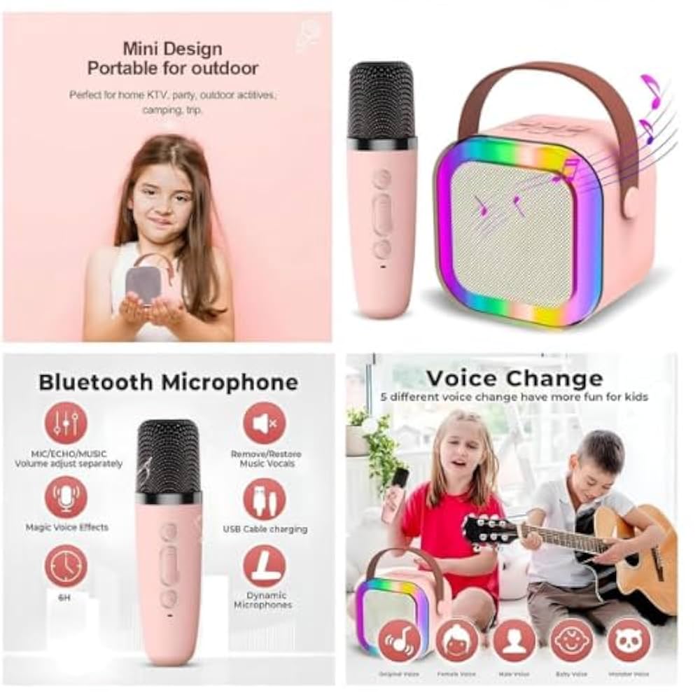 K12 Portable Bluetooth Rechargeable Karaoke Speaker with Wireless Microphone for Home Singing KTV