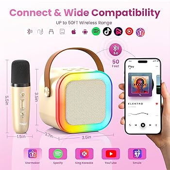 K12 Portable Bluetooth Rechargeable Karaoke Speaker with Wireless Microphone for Home Singing KTV