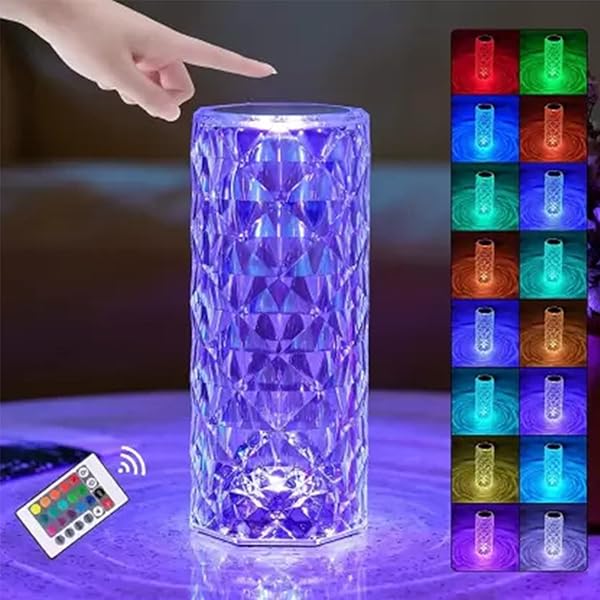 Crystal Lamp, Rose Light Diamond Lamp 16 Colors Changing with Remote Control | USB Charging Touch Control Sensor Lamp For Bedroom Side Table | Fancy Table Lamps for Home Decoration and Gifts