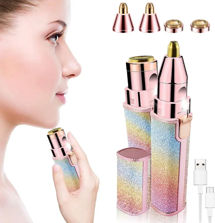 Rechargeable 2 in 1 Hair Remover Trimmer, Painless Eyebrow Removal Shaver