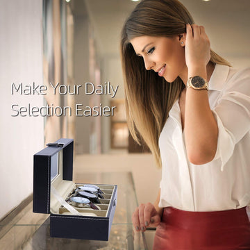 Hot Sale PU Leather Display Storage Collection Organizer watch box Case With Glass Top Slot Men Watch Bracket Display Box Gifts