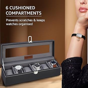 Hot Sale PU Leather Display Storage Collection Organizer watch box Case With Glass Top Slot Men Watch Bracket Display Box Gifts