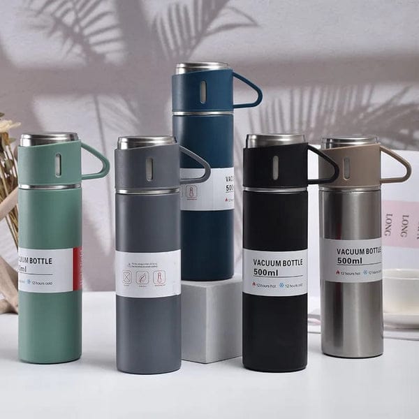 Modern Travel Thermal Flask Set - Flask set Stainless Steel Vacuum Insulated Bottle with Extra 2 Cup for Hot and Cold Drink