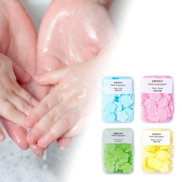 Paper Soap for School (Cute) Disposable Flower Paper Soap Sheets with Travel Box, Scented & Fragrant for Girls, Ideal for Outdoor Travel & Hand Wash