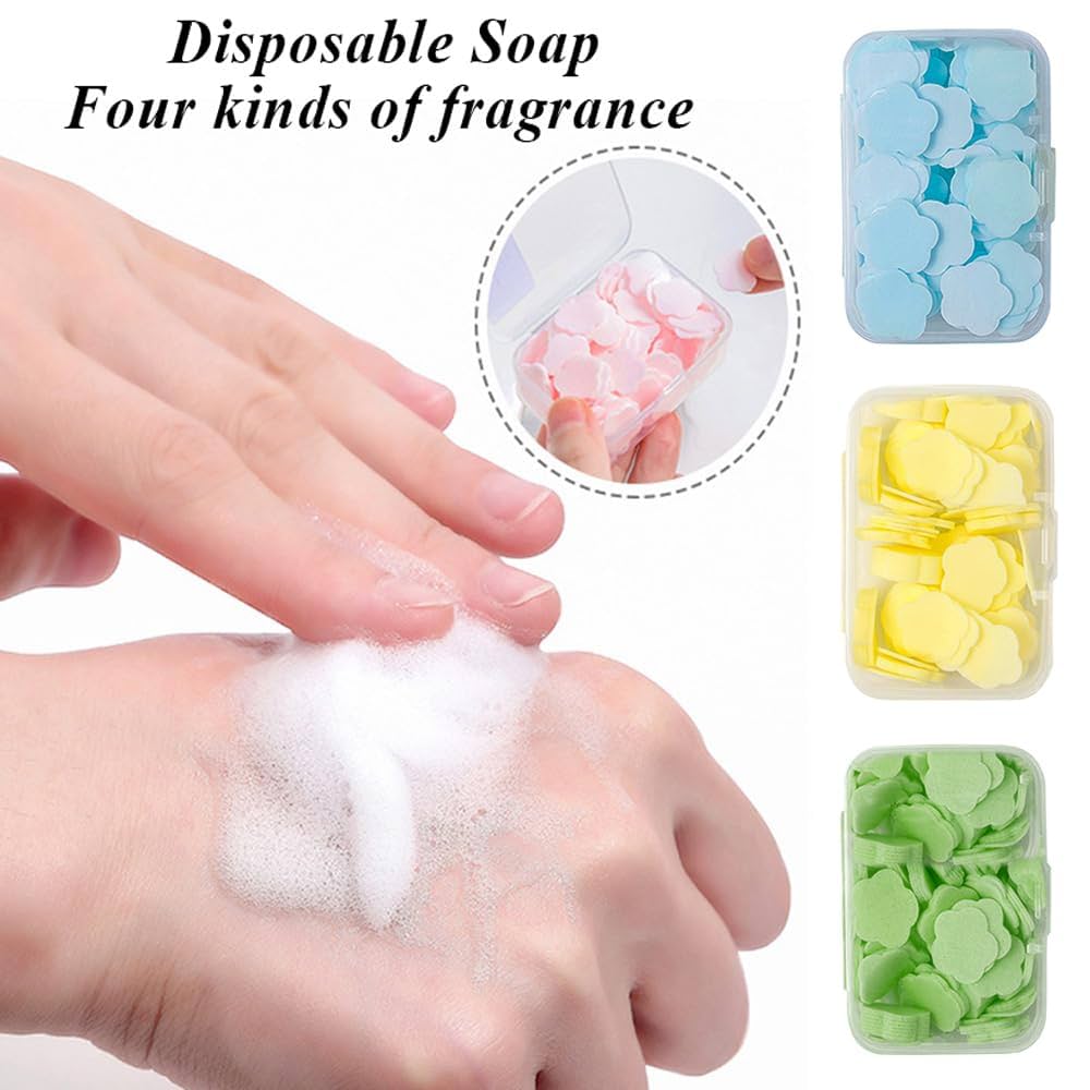 Paper Soap for School (Cute) Disposable Flower Paper Soap Sheets with Travel Box, Scented & Fragrant for Girls, Ideal for Outdoor Travel & Hand Wash
