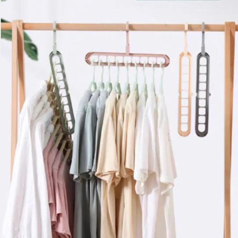 Magic Hanger - 9 hole closet organizer - space saving magic plastic hangers - organizer 9 hole hangers for clothes paints trousers shirt hanger 9 in 1 hangers - Multi Purpose Hanger - Clothes Plastic Hanger - High Quality Hanger