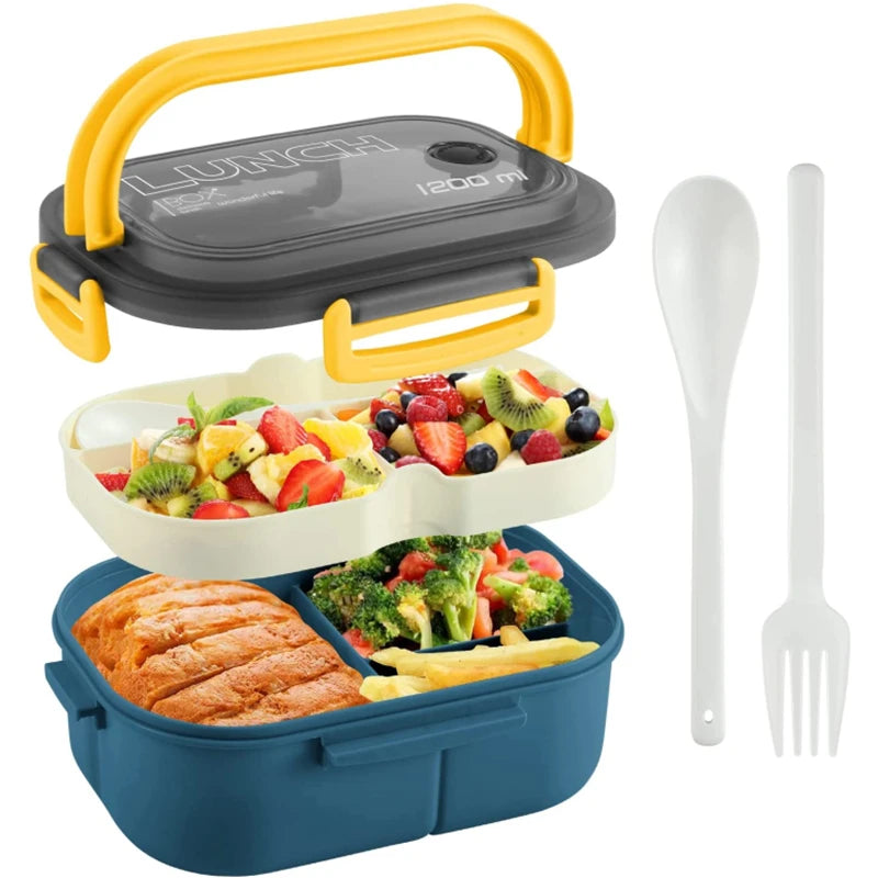 Kids Lunch Box with Spoon & Fork 850ML Kids Lunch Box Leak-Proof & BPA-Free Food Storage Container Durable Kids Lunch Box with Multi-Compartments for School Picnic & Outdoor Premium Kids Lunch Box for Fresh Meals