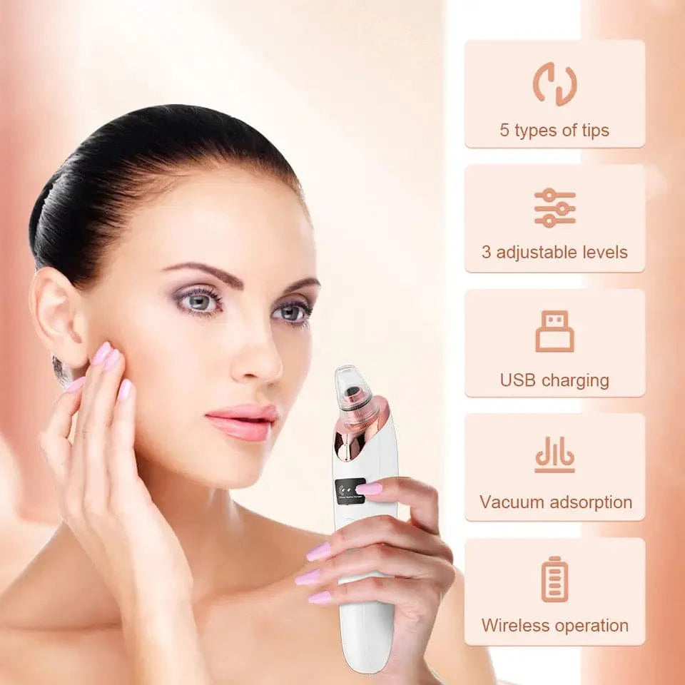 Black Head Remover Machine - Deep Face Cleanser & Pores Cleaner - Blackhead Removal Machine - Pimple Remover - Blackhead Remover - Face Cleaner Machine - Skin Scrubber for Whiteheads, Acne, and Wrinkles - Ultrasonic Face Cleaning & Lifting Device