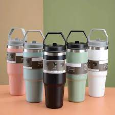 Imported 890ML Stainless Steel Thermal Water Bottle Keeps Cold and Heat Thermal Mug Portable Tumbler Vacuum Flask Car Insulated Cup Stainless Steel Tumbler for Girls and Kids