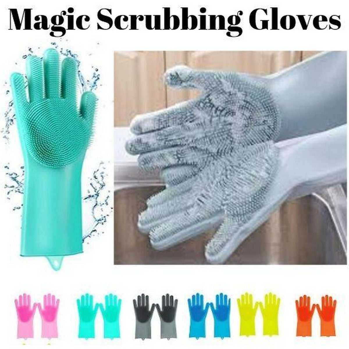 Magic Washing gloves with scrubber, silicon gloves, washing glove Gloves for kitchen / washing gloves for girls washing gadgets dish washing gloves dish washer scrub gloves kitchen accessories kitchen tools