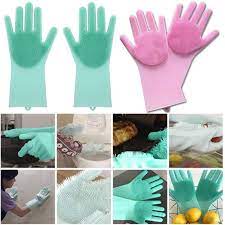 Magic Washing gloves with scrubber, silicon gloves, washing glove Gloves for kitchen / washing gloves for girls washing gadgets dish washing gloves dish washer scrub gloves kitchen accessories kitchen tools