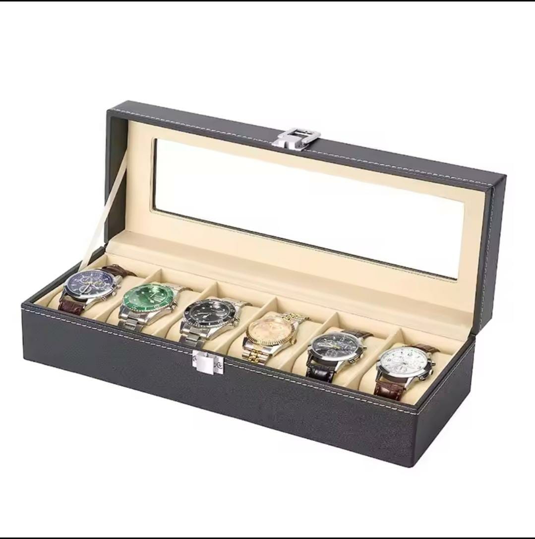 Six Grid PU Leather Watch Box